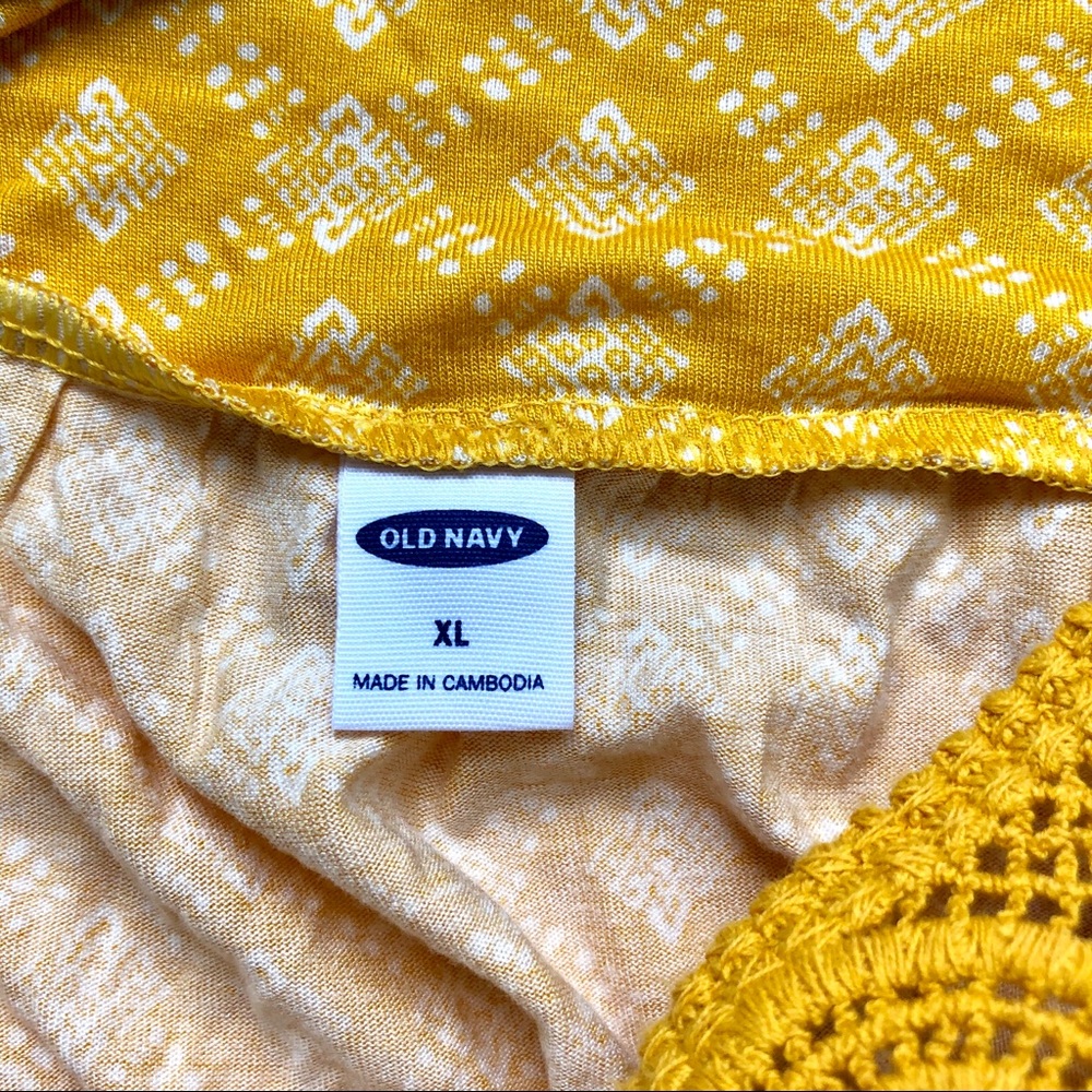 Old Navy mustard square neck cap‎ sleeve top xl - Picture 3 of 6